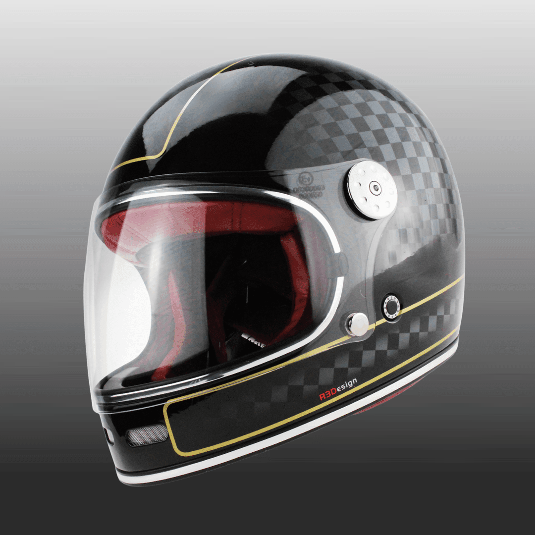 F656 Retro Full Face Helmet Chequer