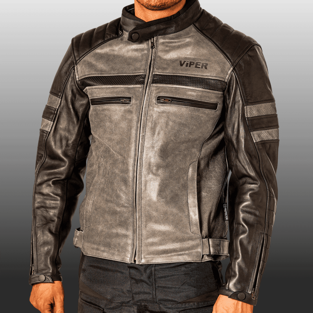 Pier Leather Jacket Black & Grey